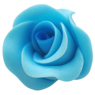 Kwiat cukrowy do dekoracji wypieków Róża niebieska z niebieskim środkiem 6cm 12414