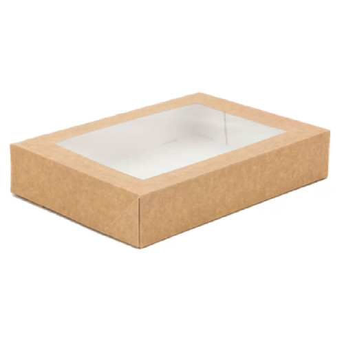 Pudełko brązowe z oknem na pierniki faworki 23cmx15cmx5cm 48117