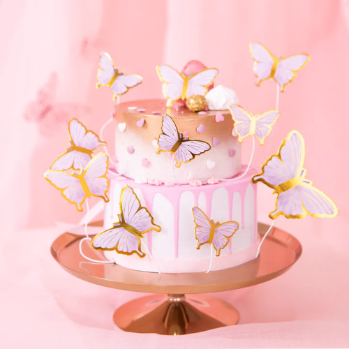 Toppery na tort Motyle Fioletowe 10 sztuk PP143827