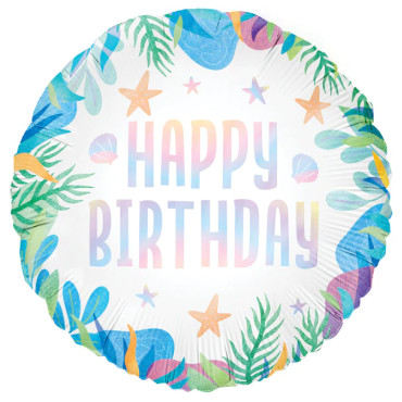 Balon foliowy okrągły Ocean Happy Birthday 45cm PP137192