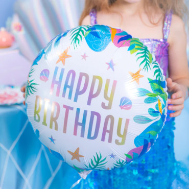 Balon foliowy okrągły Ocean Happy Birthday 45cm PP137192