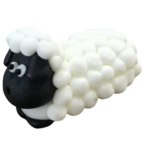 Figurka cukrowa Owieczka Baranek 3D czarny ręcznie wykonana dekoracja na tort 12664