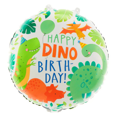 Balon foliowy okrągły Dinozaury Happy Birthday 45cm PP148709