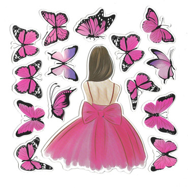 Toppery do dekoracji wypieków Dziewczyna z motylkami 15szt 12750