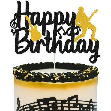 Topper na tort do dekoracji wypieków Happy Birthday Gitarzysta Muzyka 12840