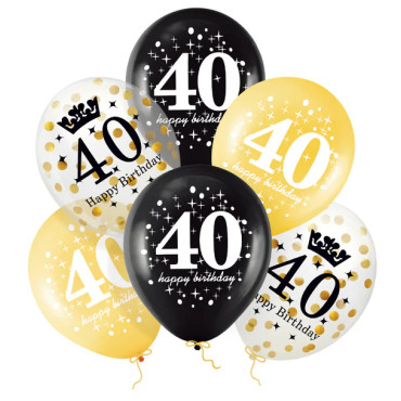 Balony imprezowe na "40" 6szt PP400154