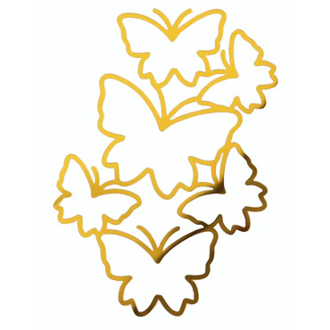 Topper akrylowy na bok tortu do dekoracji wypieków Motyle złote 12936