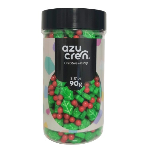 Azucren Posypka cukrowa Ostrokrzew Jemioła z czerwoną kulką 90g  AZ01516