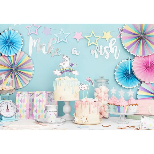 Toppery na tort urodzinowy Jednorożec 5szt Party Deco KPT22