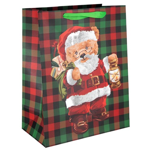 Torebka prezentowa Świąteczny Miś z prezentami 32cmx26cm PP156049