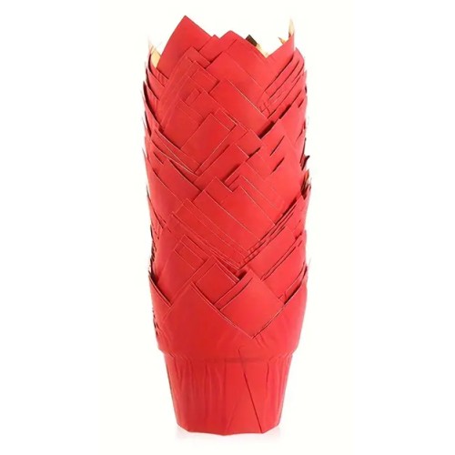 Papilotki do pieczenia muffinek Tulipany Złoto Czerwone 50 sztuk EBB1301J
