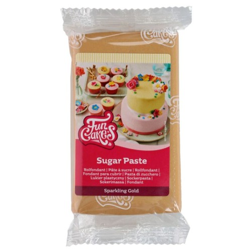 Fun Cakes Masa cukrowa lukier plastyczny Błyszczący Złoty 250g F20310 bezglutenowy