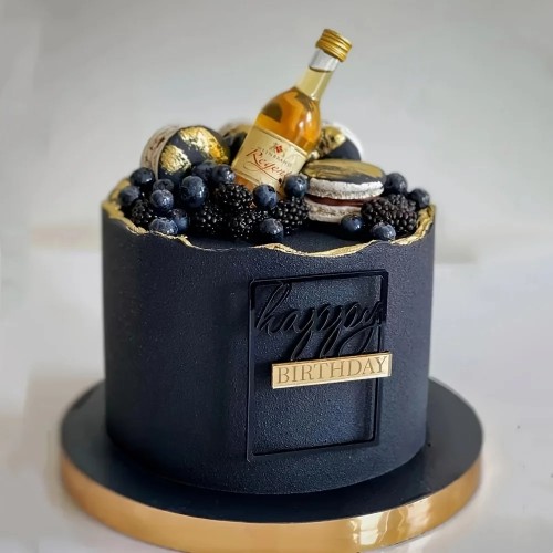 Topper na bok tortu Happy Birthday Złoto-czarny 13682