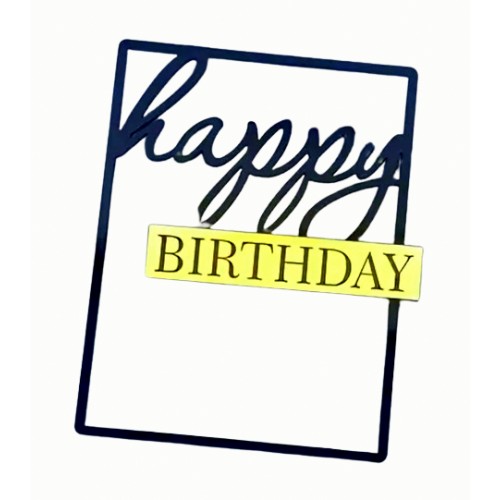 Topper na bok tortu Happy Birthday Złoto-czarny 13682