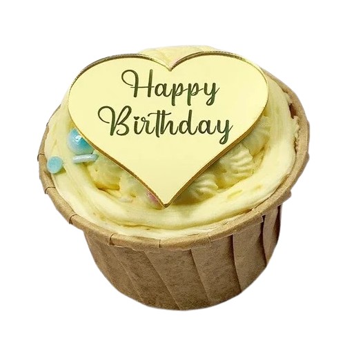 Akrylowe Plakietki do monoporcji Serca Happy Birthday Złote 5szt 13846