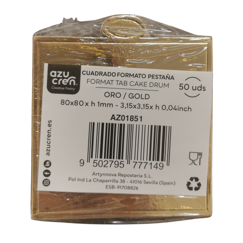 Azucren Bankietówki Bankietówka Mini podkłady kwadratowe pod monoporcje Złote 50 sztuk 8cmx8cm AZ01851