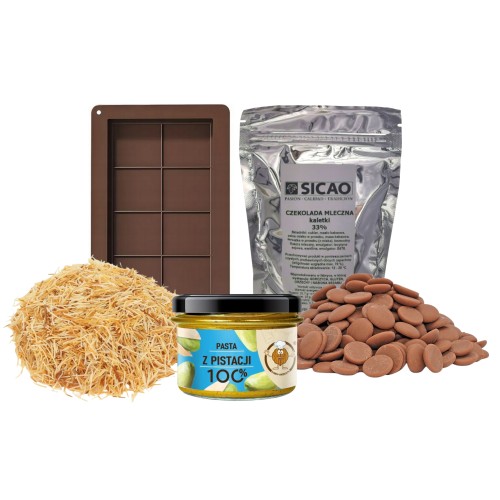 Zestaw do czekolady dubajskiej Forma Pasta Pistacjowa Kataifi Czekolada