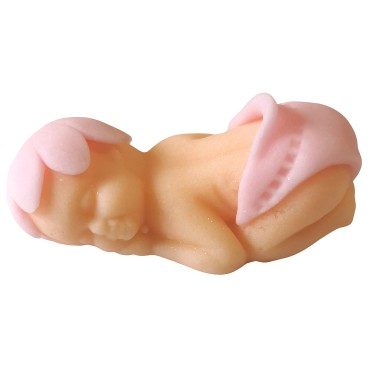 Figurka cukrowa na tort dzidzia dziecko w czapce 3D Różowe 14180