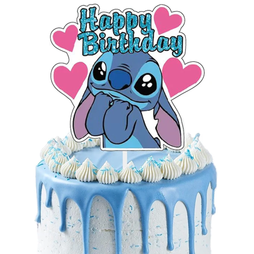 Topper na tort do dekoracji wypieków Lilo&Stitch Happy Birthday 14197