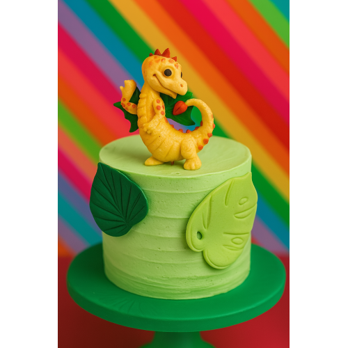 Figurki cukrowe na tort Miodowy Dinozaur i liście 13761