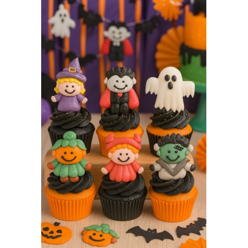 Halloween cukrowe straszydła 2D Duszek czarownica wampir 6 sztuk