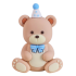 Figurka do dekoracji 3D Miś w czapce urodzinowej niebieski 14360
