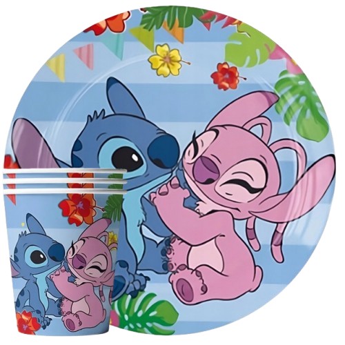 Zestaw urodzinowy Lilo&Stitch Talerzyki kubki komplet 20sztuk 14378