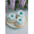 Kwiat na tort Magnolia cukrowa Biała z niebieskim środkiem 6cm 11499
