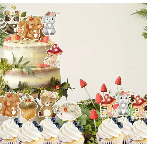 Toppery na babeczki pikery Zwierzątka Leśne 24szt 14116