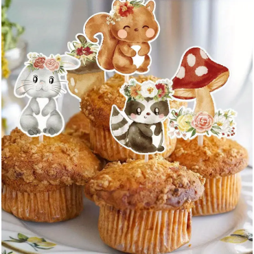 Toppery na babeczki pikery Zwierzątka Leśne 24szt 14116