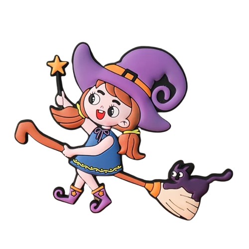 Figurka 2D do dekoracji wypieków Czarownica na miotle Halloween 14526