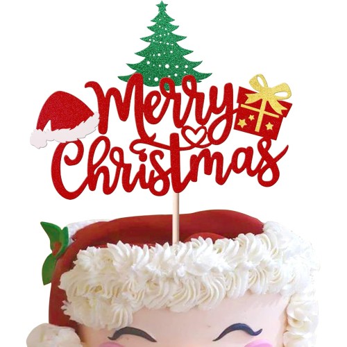 Brokatowy topper na tort Merry Christmas 14784