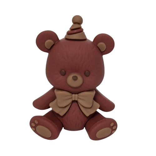 Figurka dekoracja na tort Miś w urodzinowej czapce 3D 11580