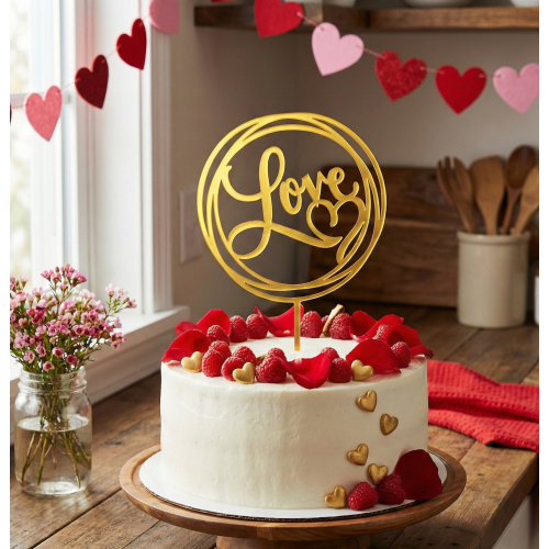 Topper akrylowy na tort LOVE ZŁOTY 7110