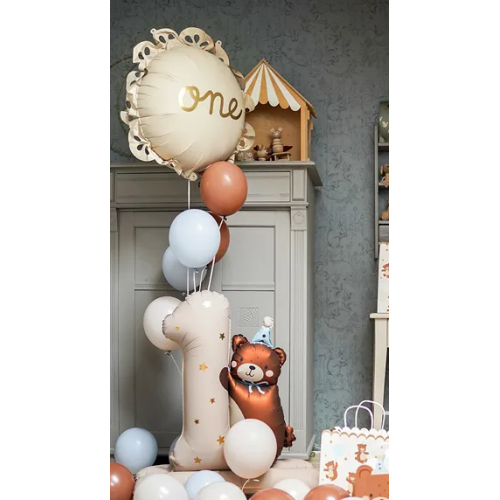 Balon foliowy Miś z Jedynką na roczek 81cm FB235