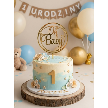 Akrylowy topper na tort OH BABY ZŁOTY 9302