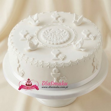 Hostia cukrowa Biała 8cm Komunia Święta dekoracja na tort 13798