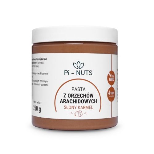 Pi-Nuts Pasta z orzechów arachidowych Słony Karmel 100% do wypieków 250g