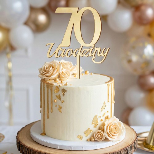 Topper akrylowy do dekoracji wypieków "70 urodziny" KZK24