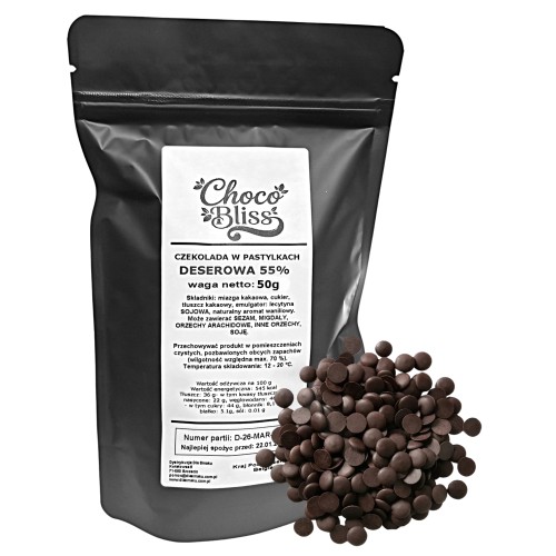 ChocoBliss Dropsy czekoladowe Czekolada Deserowa 55% 50g 15138