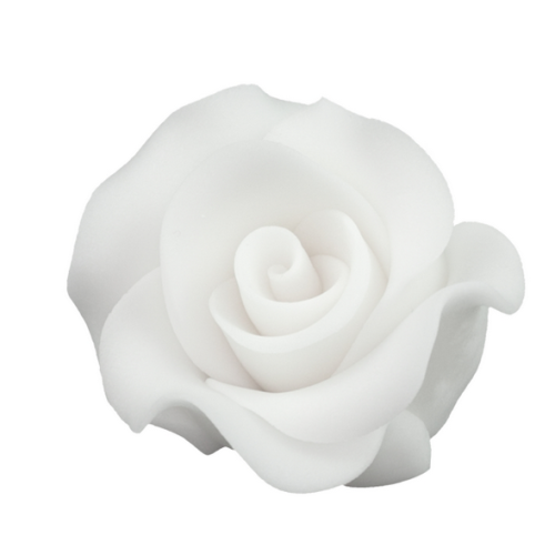 Kwiat na tort Róża cukrowa Biała 6cm 12897