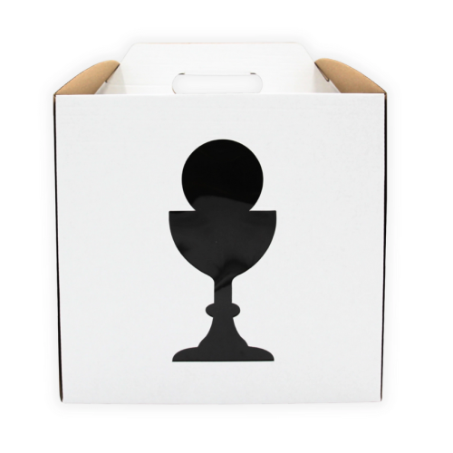 Pudełko na tort wysokie z okienkiem na Komunię Chrzest  30x30x25cm RP15193