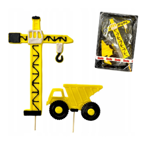 Figurki cukrowe maszyny budowalne koparka toppery 2 szt EX5869