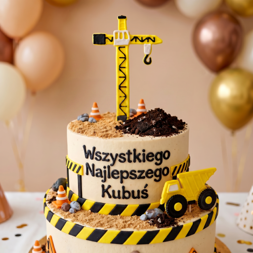 Figurki cukrowe maszyny budowalne koparka toppery 2 szt EX5869