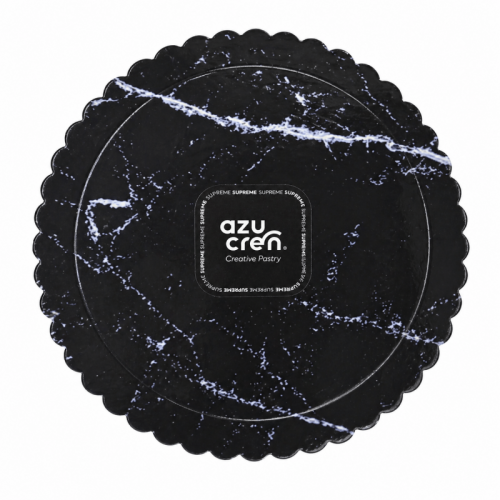 Azucren Podkład pod tort okrągły lakierowany Ciemny marmur śr.25cm gruby AZ02143