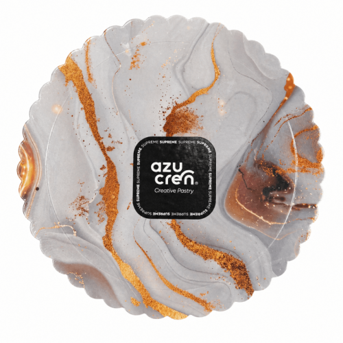 Azucren Podkład pod tort okrągły lakierowany Jasny marmur śr.30cm gruby AZ02153
