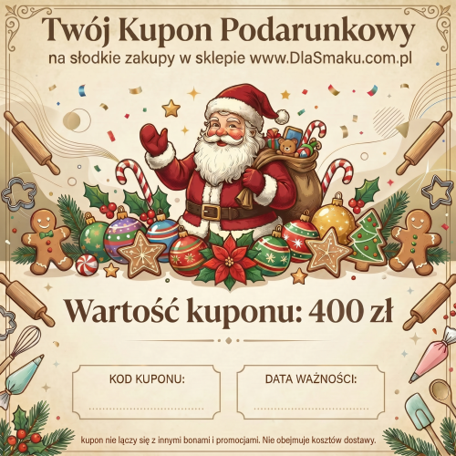 Świąteczny Kupon podarunkowy Bon Voucher do sklepu o wartości 400zł wersja elektroniczna