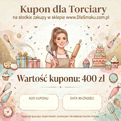 Kupon podarunkowy dla Torciary na wyposażenie pracowni Bon Voucher do sklepu o wartości 400zł wersja elektroniczna