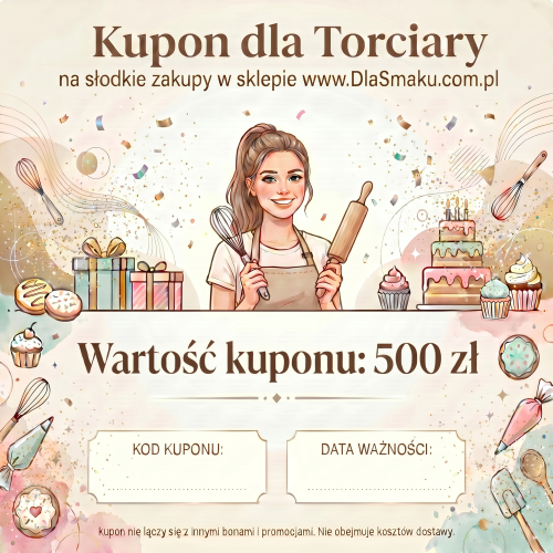 Kupon podarunkowy dla Torciary na wyposażenie pracowni Bon Voucher do sklepu o wartości 500zł wersja elektroniczna