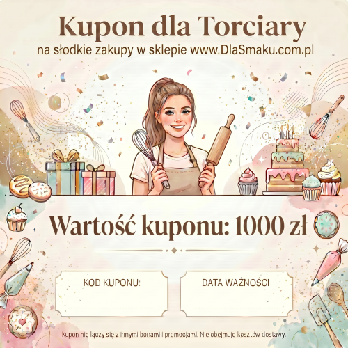 Kupon podarunkowy dla Torciary na wyposażenie pracowni Bon Voucher do sklepu o wartości 1000zł wersja elektroniczna